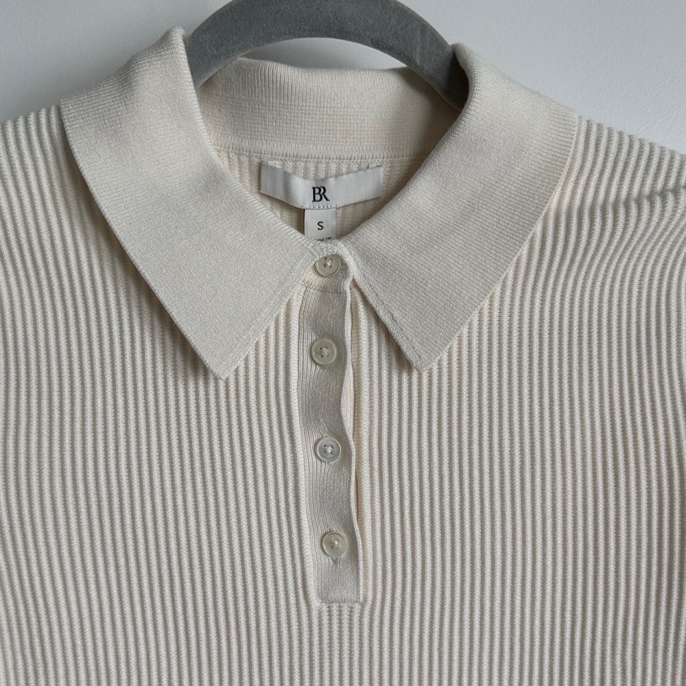 Banana Republic Cream Button Down Ribbed Shirt - Picture 3 of 5